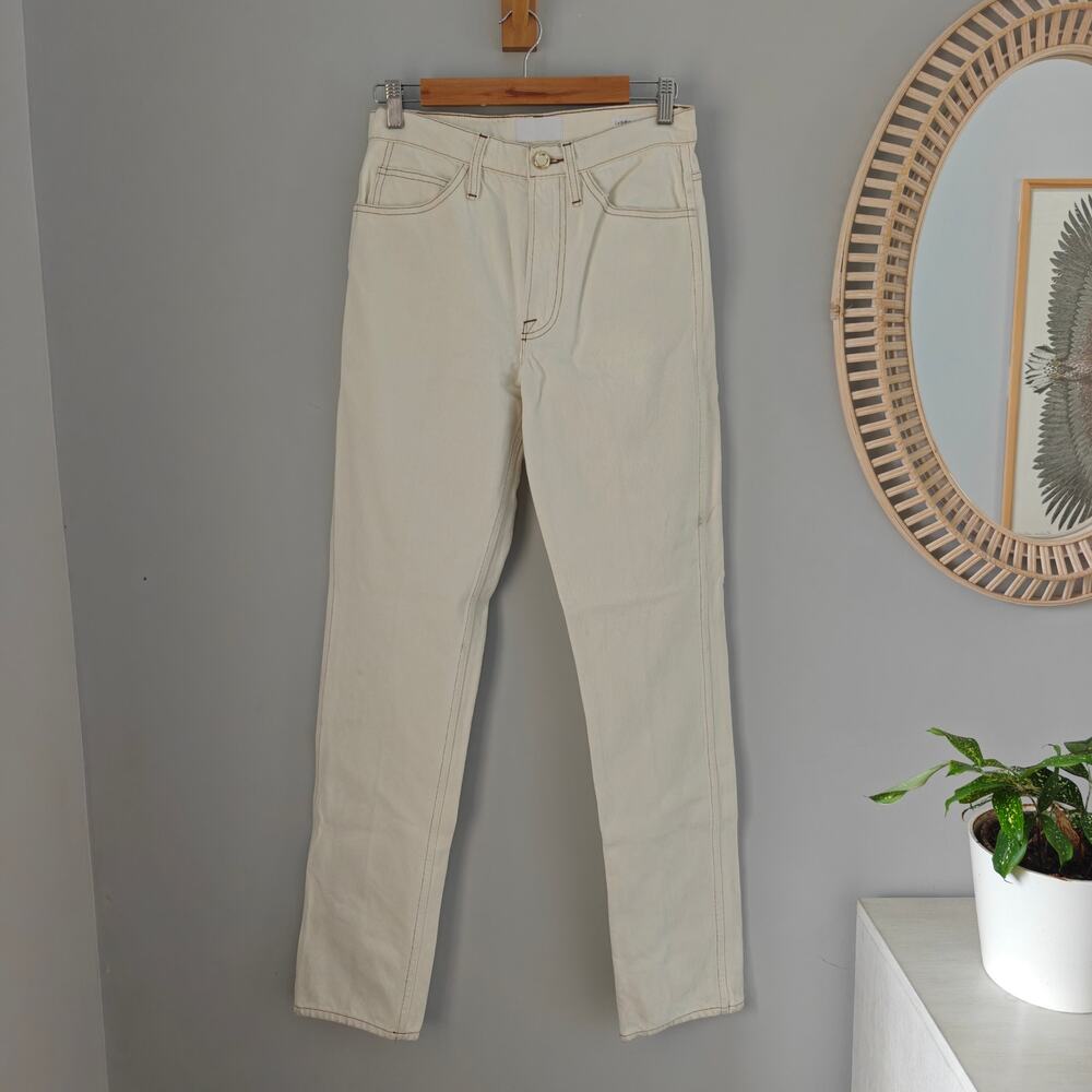 FRAME Le Italien True Straight Jeans 25 Blanc White Rigid Denim Made in Italy